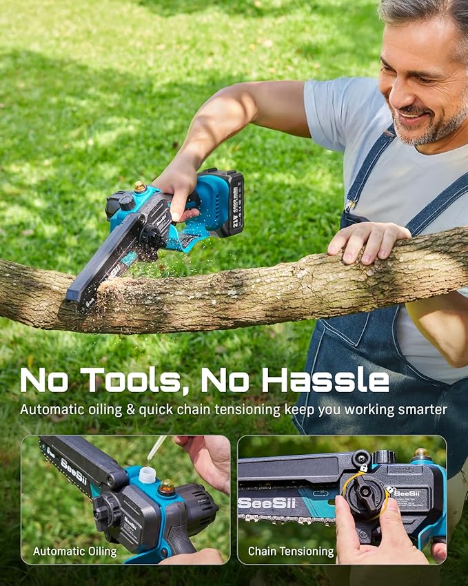 AirCut 2-in-1 — Pruning up to 180 inches high — from the ground, no ladder needed.