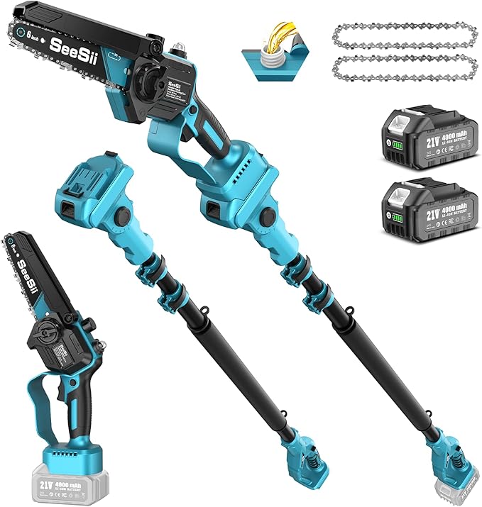 AirCut 2-in-1 — Pruning up to 180 inches high — from the ground, no ladder needed.