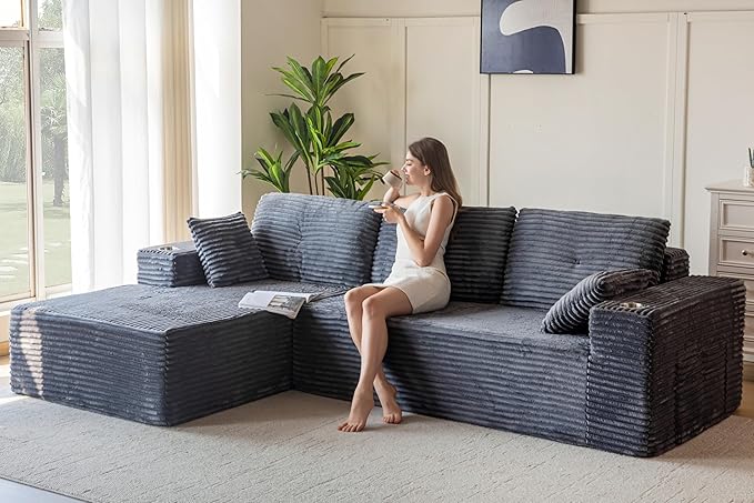 NestSofa Pro “The L-shaped sofa that fits your space: no assembly, no tools, no hassle.”