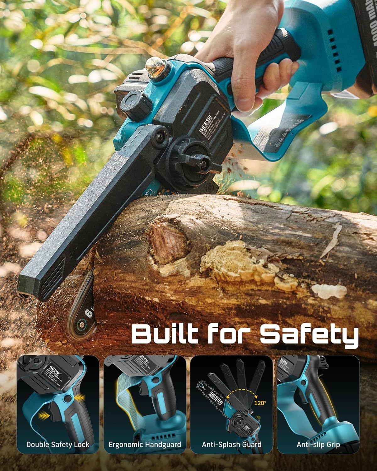 AirCut 2-in-1 — Pruning up to 180 inches high — from the ground, no ladder needed.