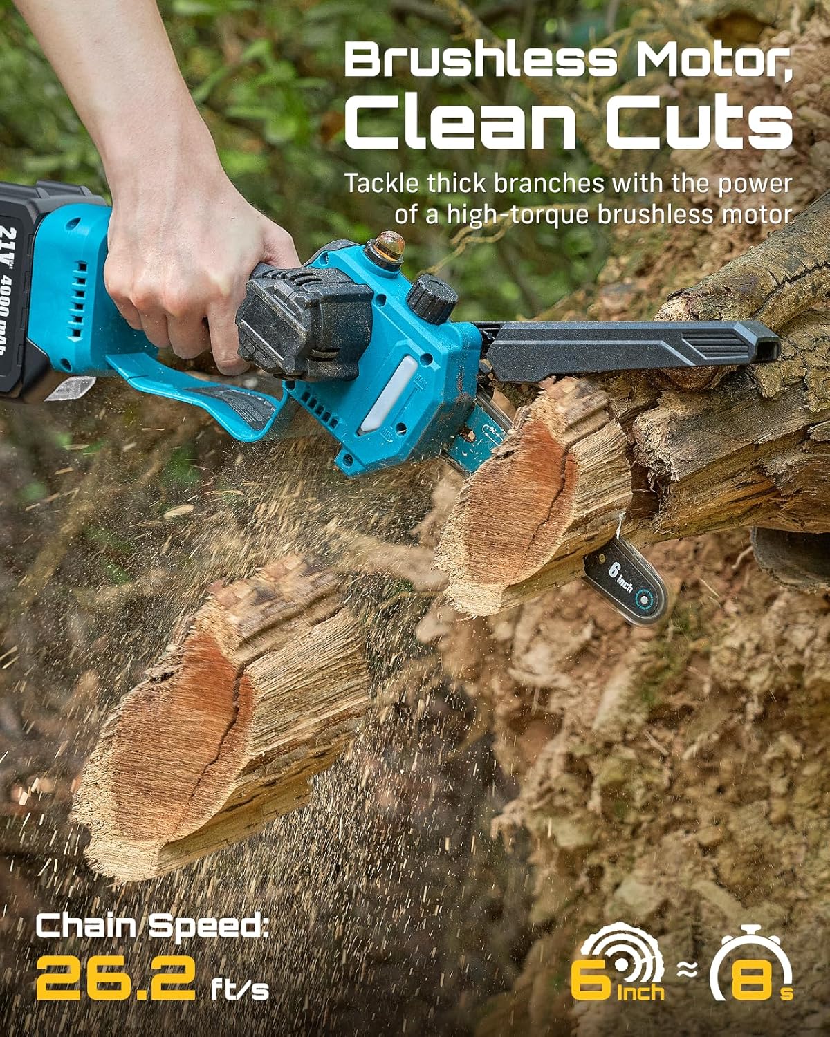 AirCut 2-in-1 — Pruning up to 180 inches high — from the ground, no ladder needed.