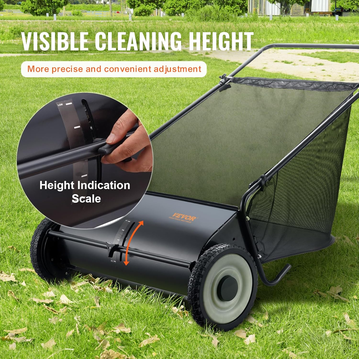 SwiftSweep “A spotless garden in 5 minutes: manual sweeper with rotating brushes and a large-capacity collection bin”