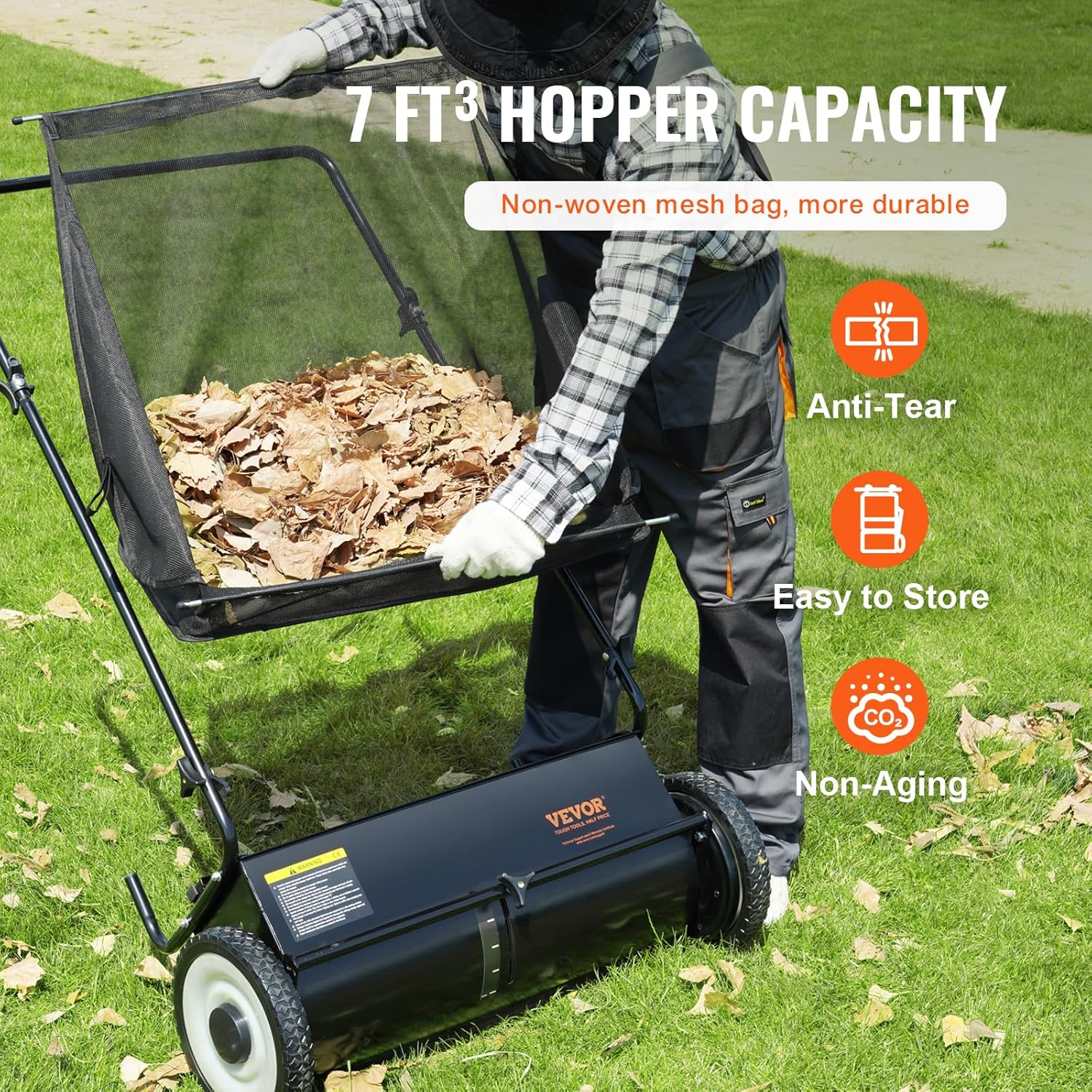 SwiftSweep “A spotless garden in 5 minutes: manual sweeper with rotating brushes and a large-capacity collection bin”