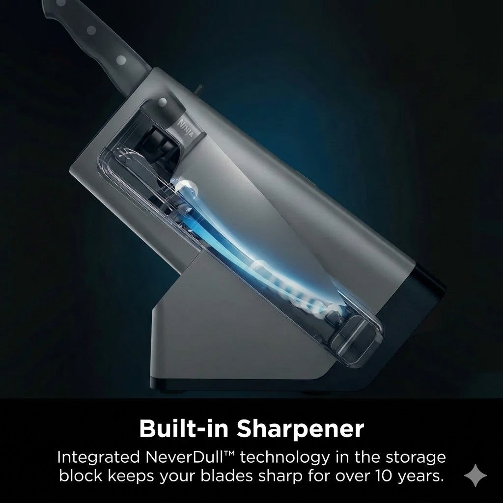 NeverDull Pro — "Professional sharpness in your kitchen. Effortless. No excuses."